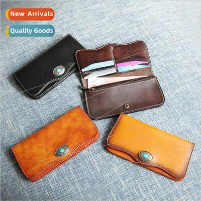 2024 new leather men wallet hand rubbed color leather long w