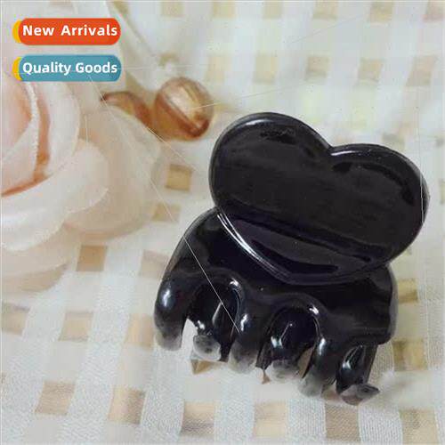 Peach heart Love heart small grab clip black Korean hair acc