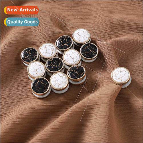 Round marbled cracked black whe strong magnetic buckle women