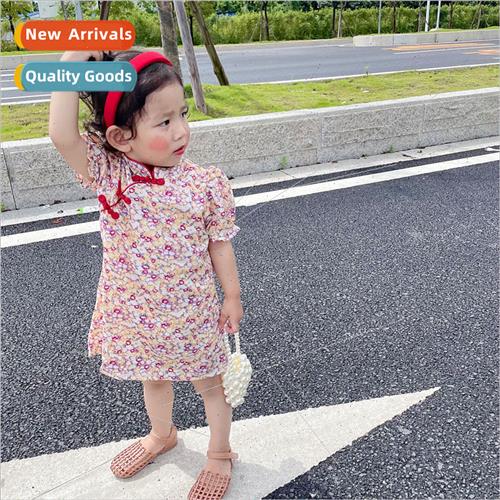 Girls cheongsam dress 2023 summer new hanfu childrens nation