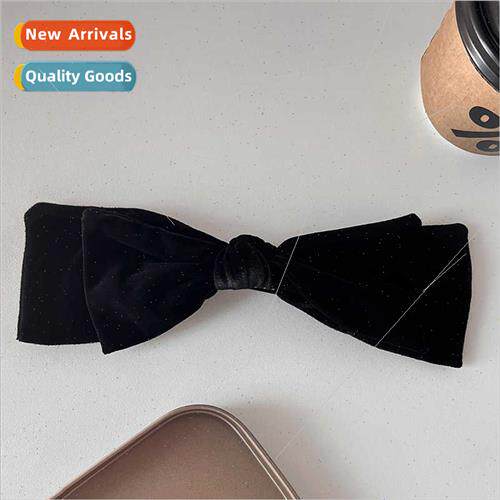 French Hepburn double velvet bow hair clips fall winter high