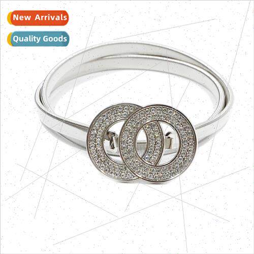 Korea new versatile rhinestone inlaid double ring buckle met