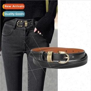 female dec pin west small Korean belt thin buckle retro mple