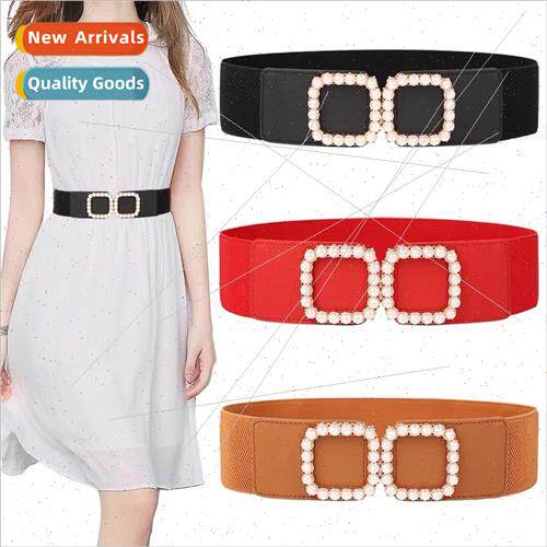 Pearl square buckle skirt belt female decorative dress coat