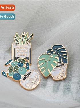 cute cartoon potted plant brooch turtleback bamboo cactus al