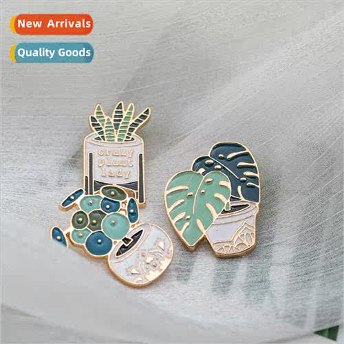 cute cartoon potted plant brooch turtleback bamboo cactus al