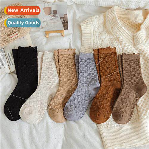 Heating fiber dark flower women  autumn winter mid-calf stoc