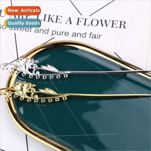 diy handmade color alloy 150mm porous lotus hairpin can hang