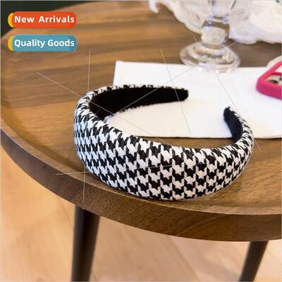 retro thousand bird check black whe wind hair band sponge hi