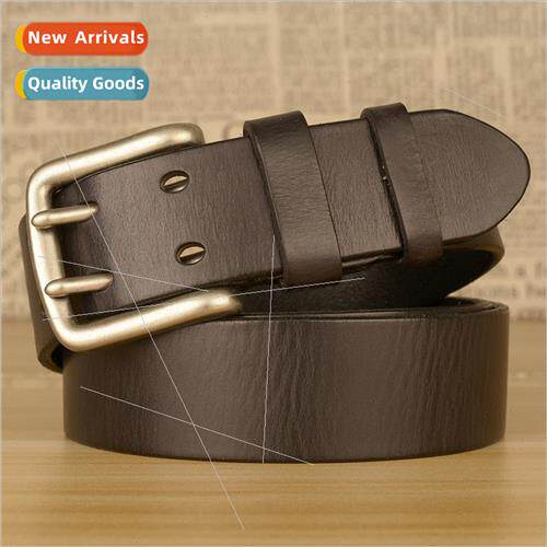Casual Double Pin Buckle Men Belt Fashion Cowhide Jeans Belt