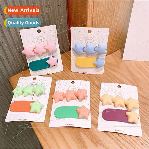 Korea new children frosted resin pentagram hair clips sweet