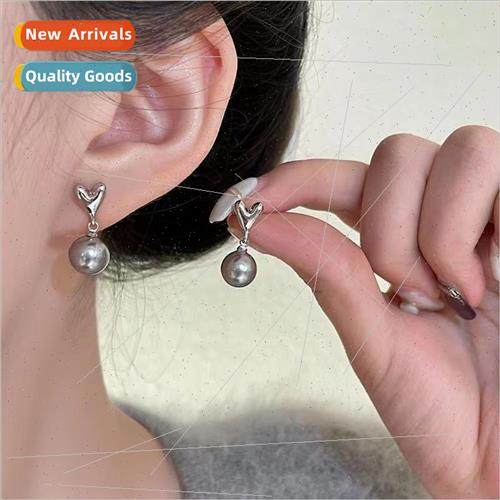 cool sense gray pearl pendant earrings female niche earrings