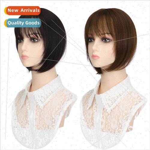 Wig female long hair head hair piece 3d air bangs head cover