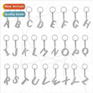 Europe 26 letters alphabet keychain alloy diamond creative j