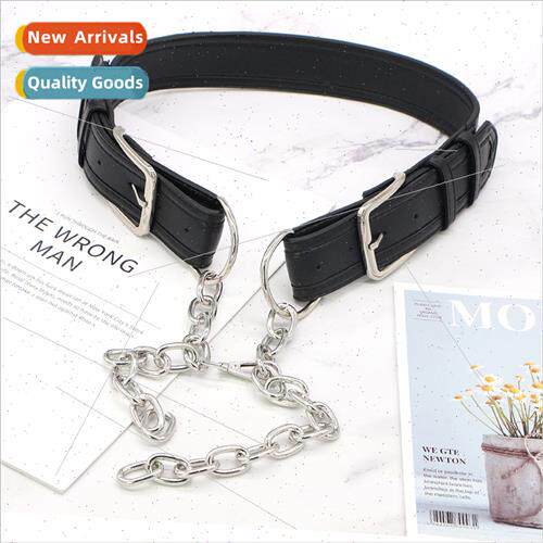 Europe fashion new frosted leather metal buckle chain punk b