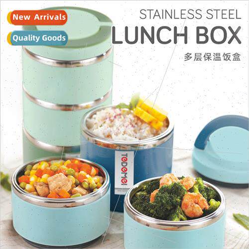 Three-layer insulated lunch box bucket work students carry h
