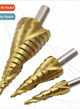 Triangle shank tanium plated spiral fluted step drill 4-32-1