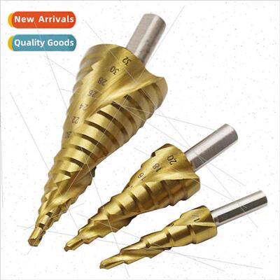 Triangle shank tanium plated spiral fluted step drill 4-32-1