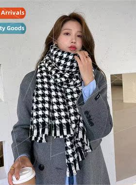 Thousand birds check scarf female winter 2022 new plaid imit