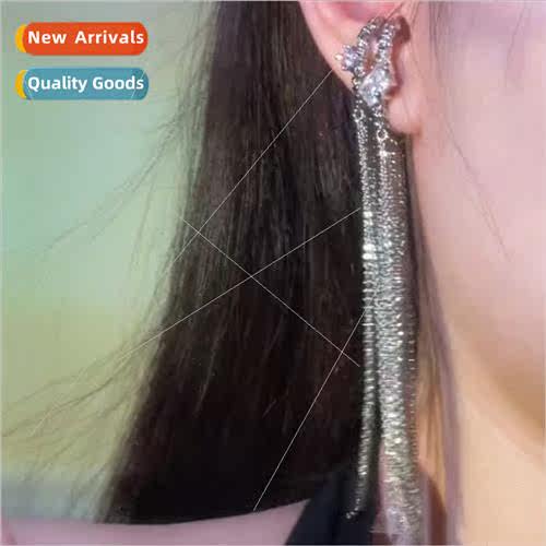 Ear bone clip whout ear hole female ear clip tassel long ear