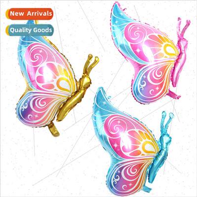 ngle de de Flying Butterfly Shape Aluminum Foil Balloon Blue