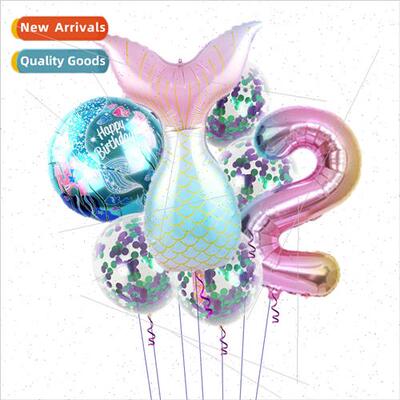 Mermaid Sequin Balloon Package Rainbow Gradient Color Number