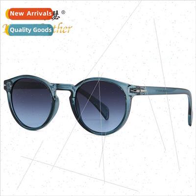 Fashion men women round frame plano nd gradient sunglasses 1