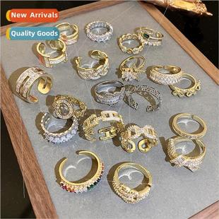 ring Korea metal zirconia fashion open finger hjewe bow