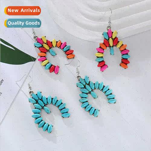 Earrings female Europe creative color turquoise bohemian eth