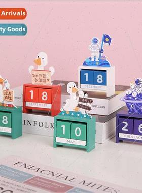 Cute cheering duck joyful duck wooden calendar ornament stud