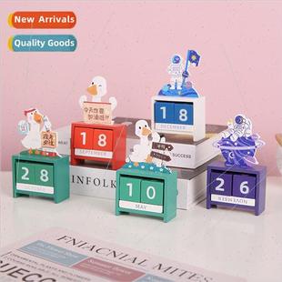 joyful duck wooden calendar stud Cute ornament cheering