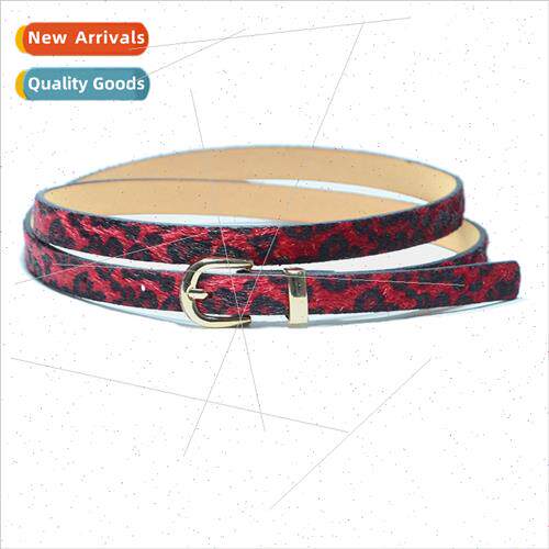 Europe Ladies ted Leopard Imation Leather Thin Belt Women Ho