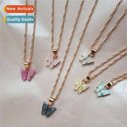 Korea sweet butterfly necklace acrylic colorful sweet women