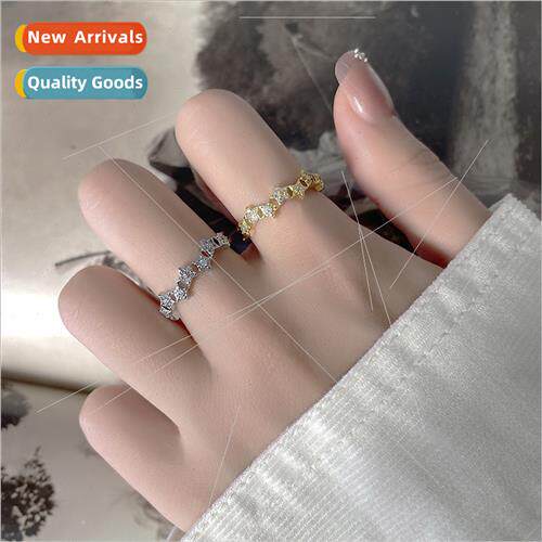 Women full diamond star open finger ring gift delicate full