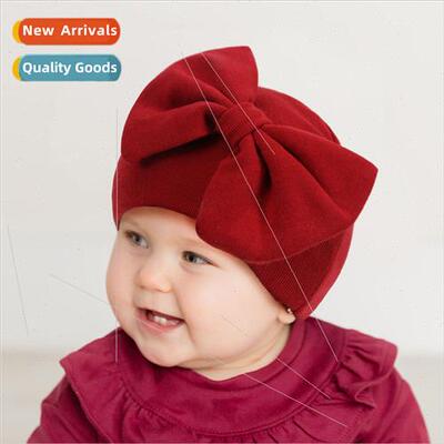 Baby newborn bow bow cap  American fashion warm toddler baby