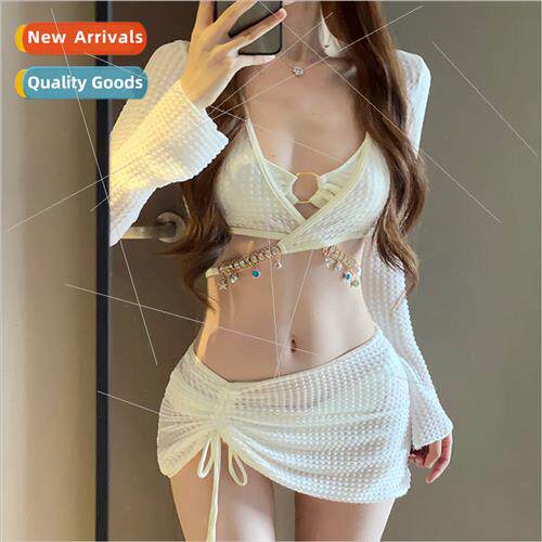 Swimsu female bikini four-piece spl new fashion skirt hollow