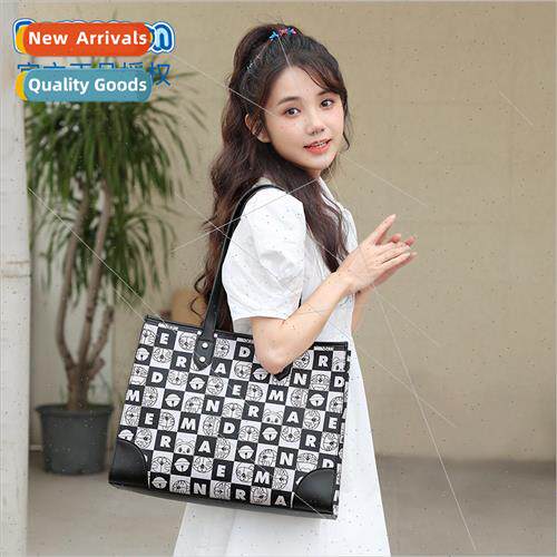 Doraemon nd checkerboard grid shoulder bag spring summer lar