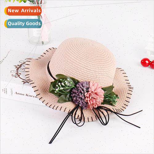 Female summer foldable large brim wave along parent-child fl