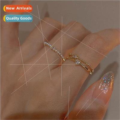 mple fashion threepcs copper sparkling zirconia open adjusta