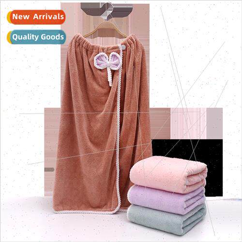 Coral velvet thickened bow wrapped bath skirt women home use