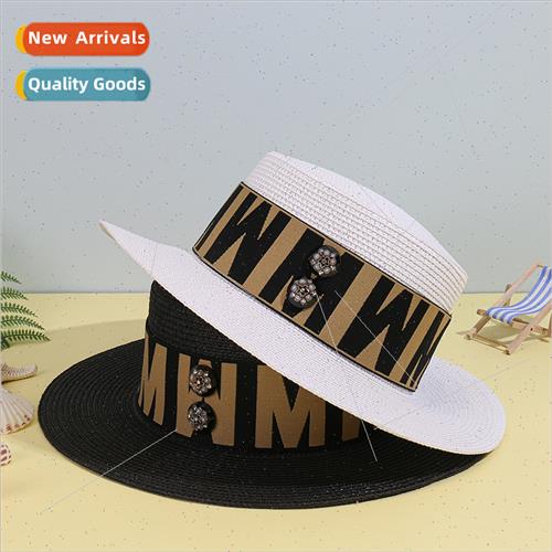 Summer Korea removable webbing rhinestone straw hat female c