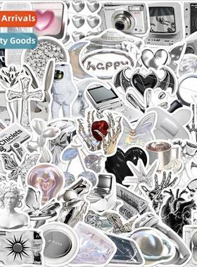 66pcs Ins  simple silver graffi stickers luggage guar notepa