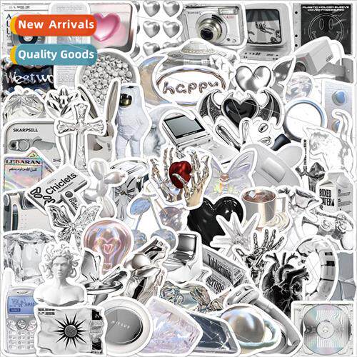 66pcs Ins  simple silver graffi stickers luggage guar notepa