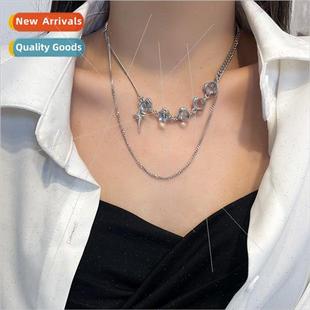 round bead metal Spice necklace clear starburst women Girls
