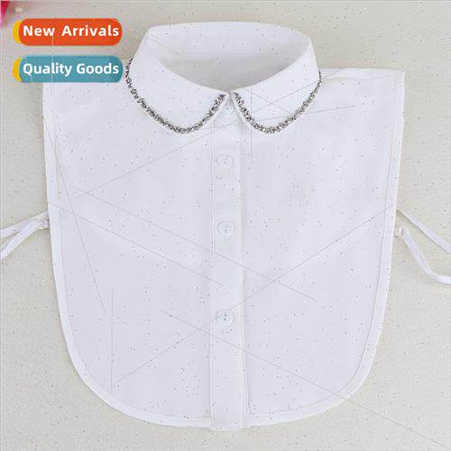 Korea Spring Autumn Beaded Fake Collar Shirt Collar Ladies S