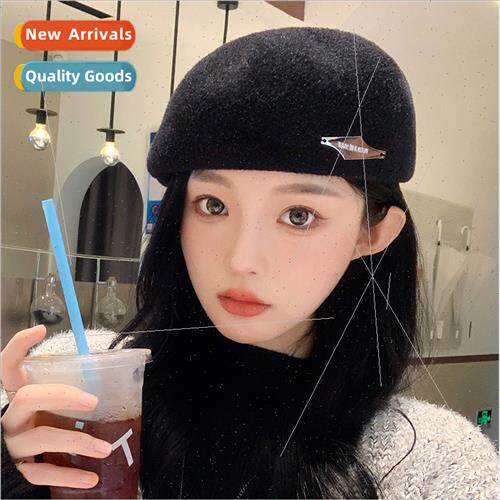 Autumn winter new short plush duck tongue cap female Korea Y