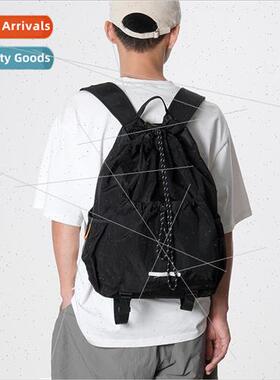 Drawstring Retro Shoulder Bag Men Nylon Schoolbag Unisex Rui