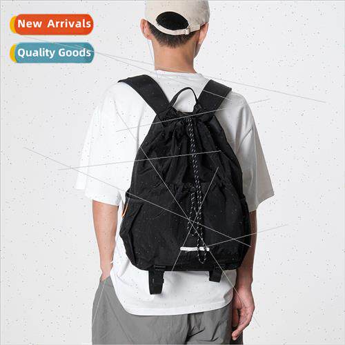 Drawstring Retro Shoulder Bag Men Nylon Schoolbag Unisex Rui