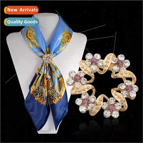 Korea high-grade corsage alloy flowers rhinestone scarf buck