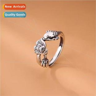 ring fish exquise new female open flower lotus koi Vintage